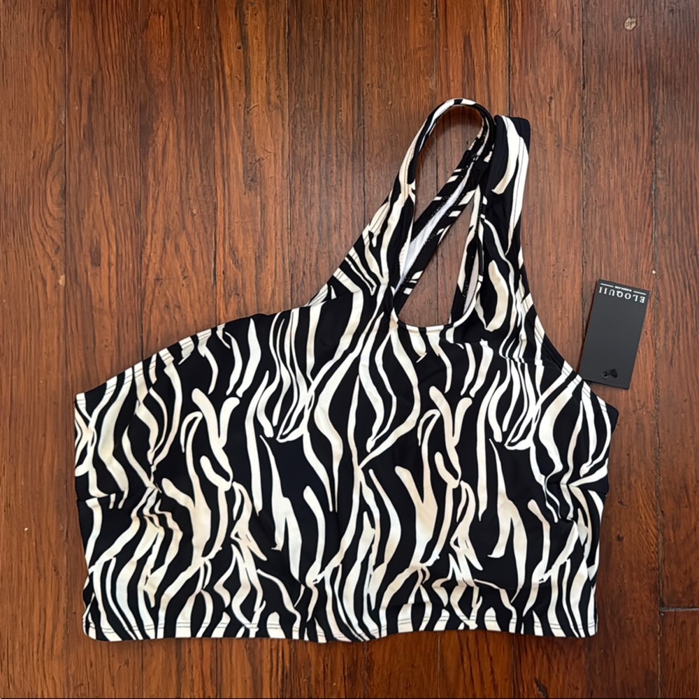 Eloquii Zebra Print Single Shoulder Bikini Top size 16